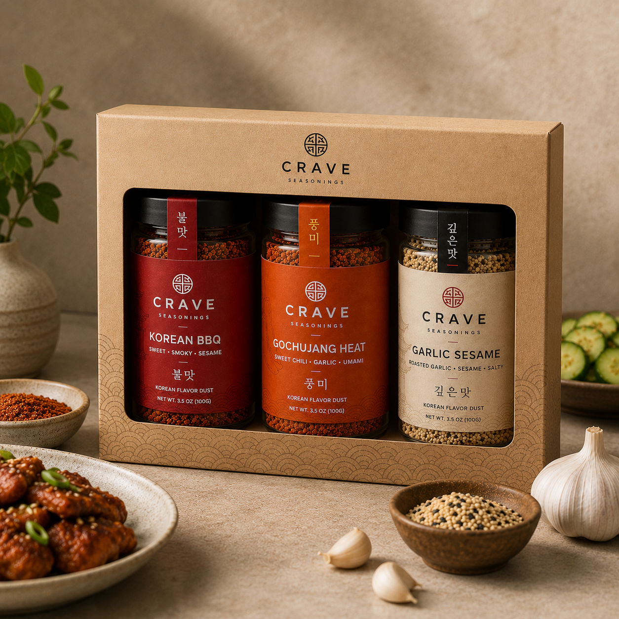 3-Pack Bundle Kit: Korean BBQ, Gochujang, Garlic Sesame